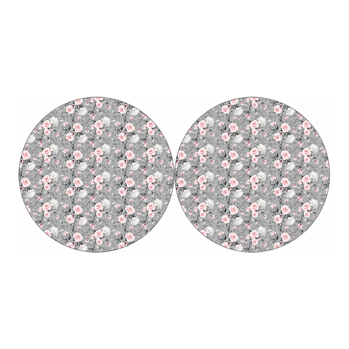 Monochrome Spring Floral Print Car Coasters