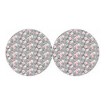 Monochrome Spring Floral Print Car Coasters