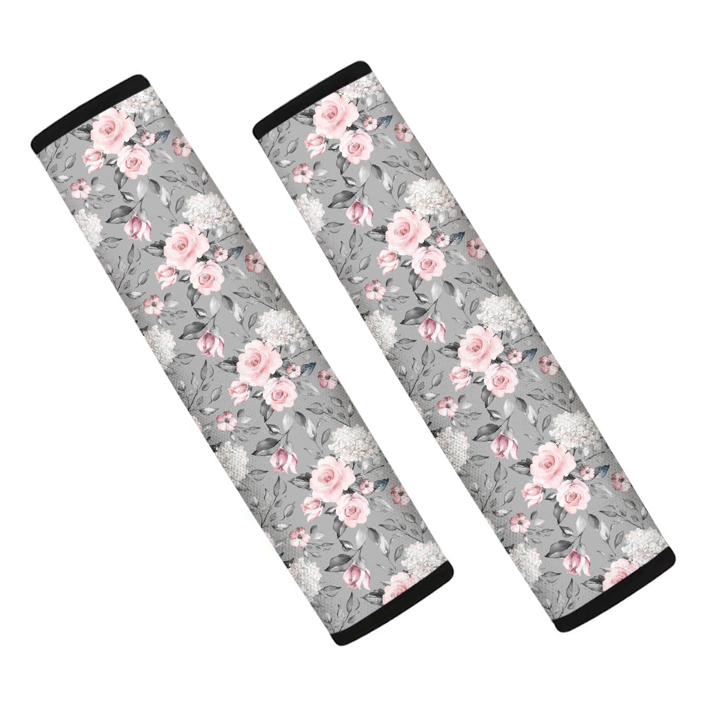 Monochrome Spring Floral Print Car Seat Belt Covers