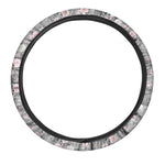 Monochrome Spring Floral Print Car Steering Wheel Cover