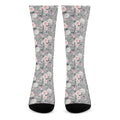 Monochrome Spring Floral Print Crew Socks