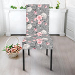 Monochrome Spring Floral Print Dining Chair Slipcover