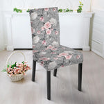 Monochrome Spring Floral Print Dining Chair Slipcover