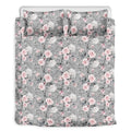Monochrome Spring Floral Print Duvet Cover Bedding Set