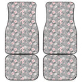 Monochrome Spring Floral Print Front and Back Car Floor Mats