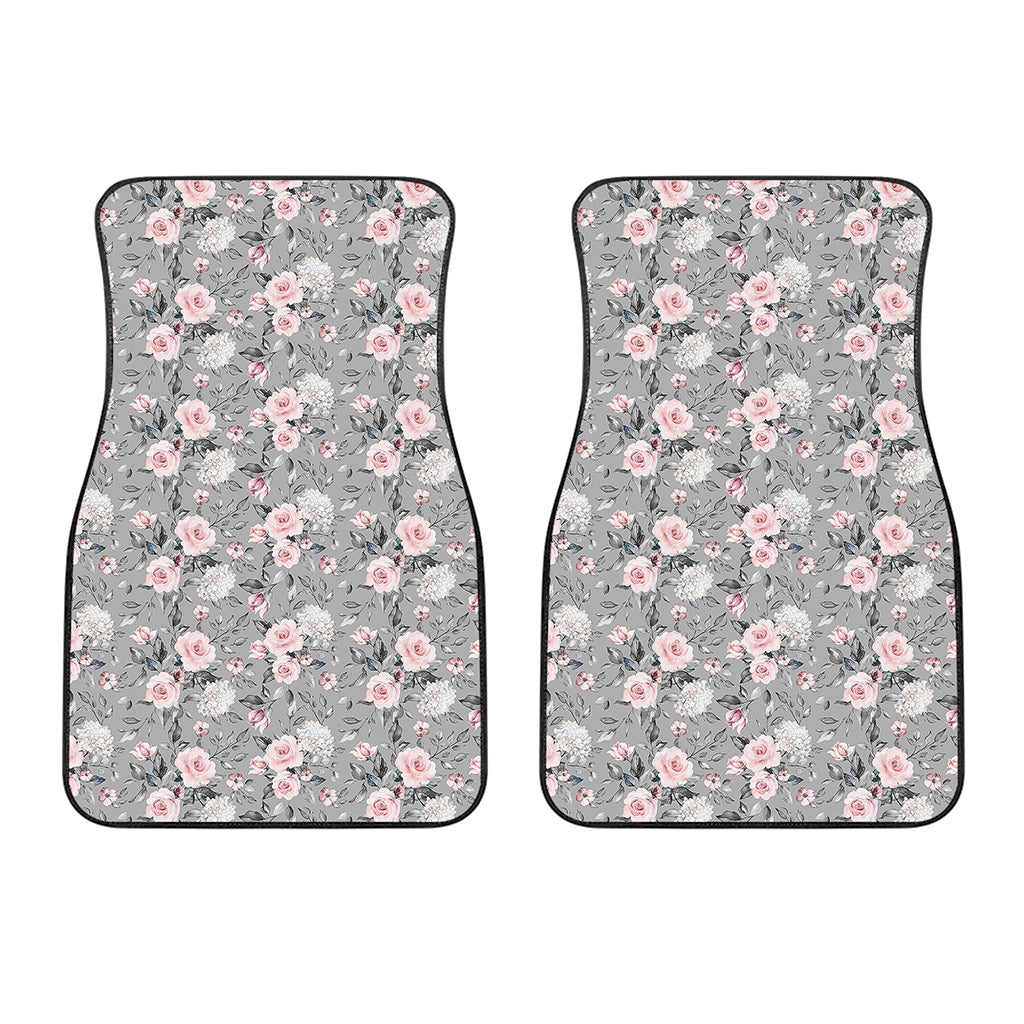 Monochrome Spring Floral Print Front Car Floor Mats