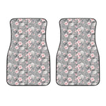 Monochrome Spring Floral Print Front Car Floor Mats