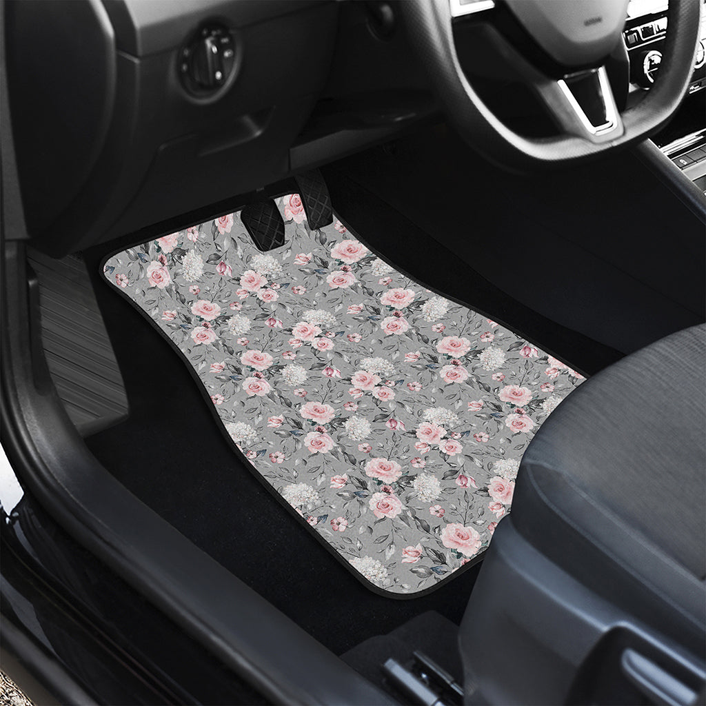 Monochrome Spring Floral Print Front Car Floor Mats