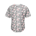 Monochrome Spring Floral Print Men's Baseball Jersey