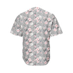 Monochrome Spring Floral Print Men's Baseball Jersey