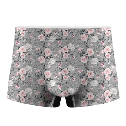 Monochrome Spring Floral Print Men's Boxer Briefs
