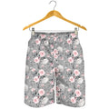 Monochrome Spring Floral Print Men's Shorts