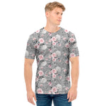 Monochrome Spring Floral Print Men's T-Shirt