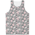 Monochrome Spring Floral Print Men's Tank Top