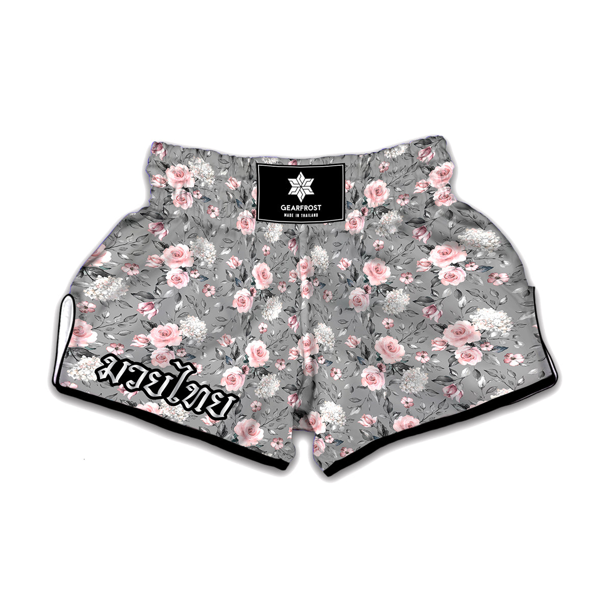 Monochrome Spring Floral Print Muay Thai Boxing Shorts