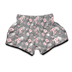 Monochrome Spring Floral Print Muay Thai Boxing Shorts