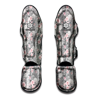 Monochrome Spring Floral Print Muay Thai Shin Guard