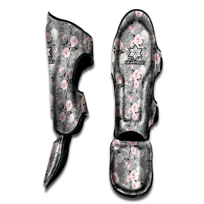 Monochrome Spring Floral Print Muay Thai Shin Guard