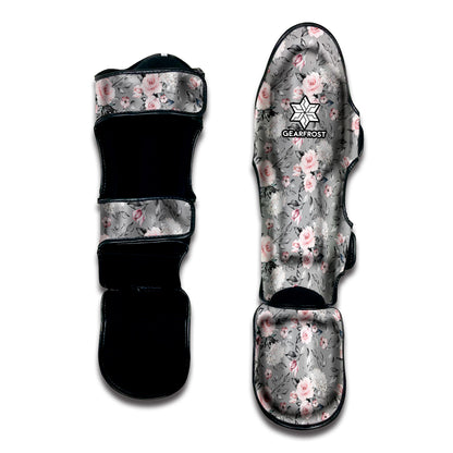 Monochrome Spring Floral Print Muay Thai Shin Guard