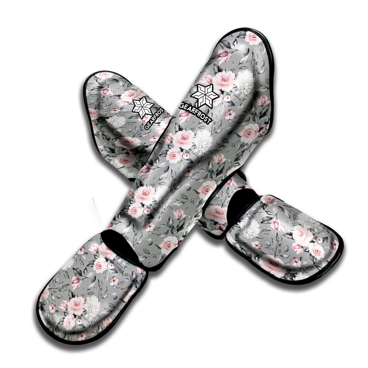 Monochrome Spring Floral Print Muay Thai Shin Guard