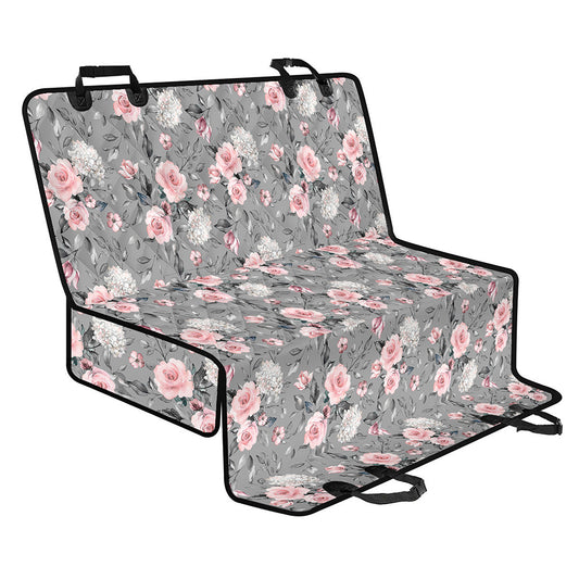 Monochrome Spring Floral Print Pet Car Back Seat Cover