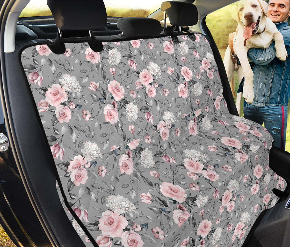 Monochrome Spring Floral Print Pet Car Back Seat Cover
