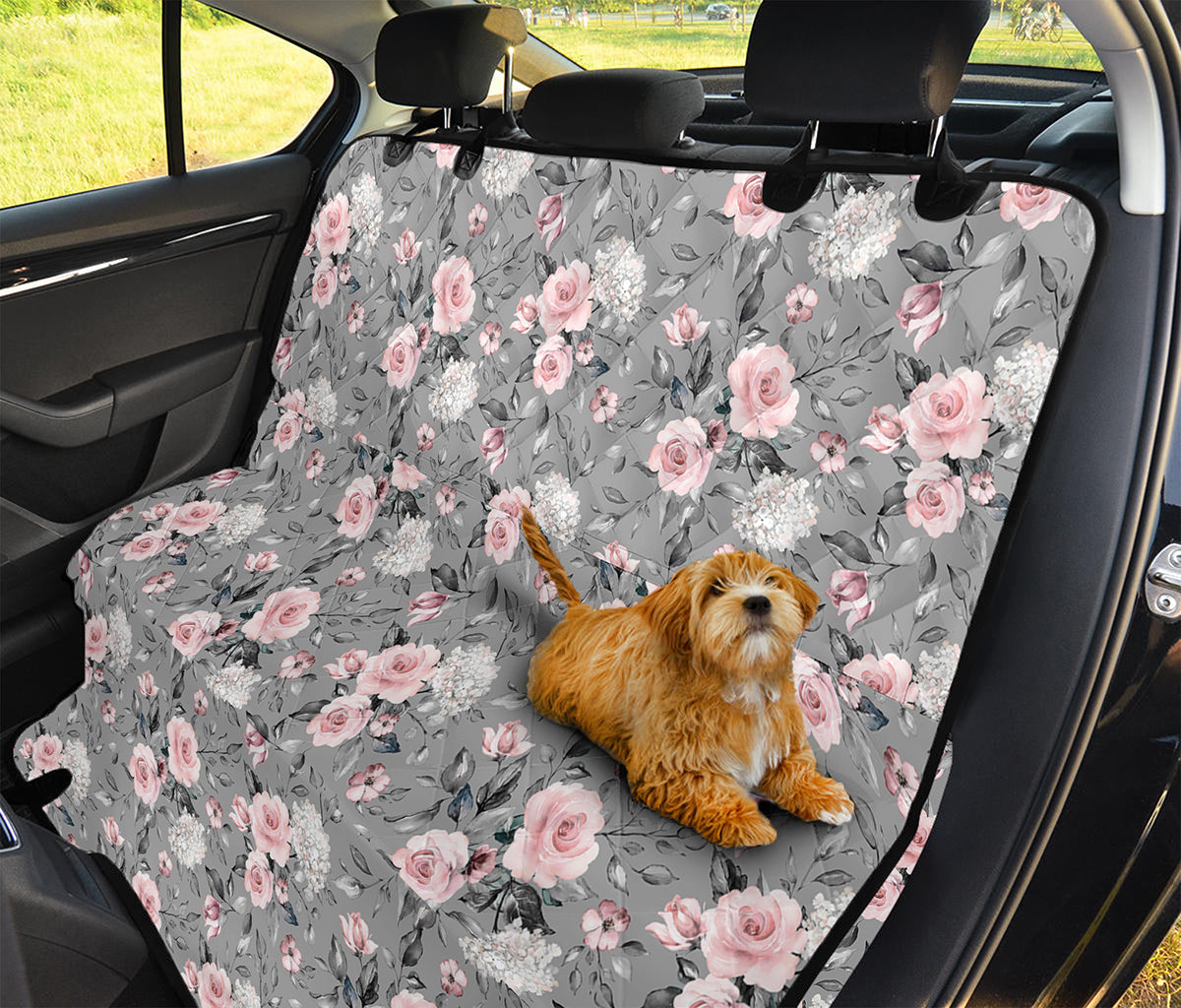 Monochrome Spring Floral Print Pet Car Back Seat Cover