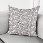 Monochrome Spring Floral Print Pillow Cover