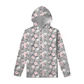 Monochrome Spring Floral Print Pullover Hoodie