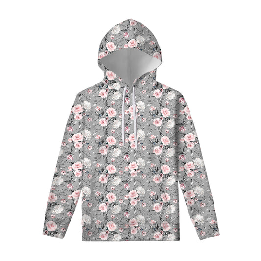 Monochrome Spring Floral Print Pullover Hoodie