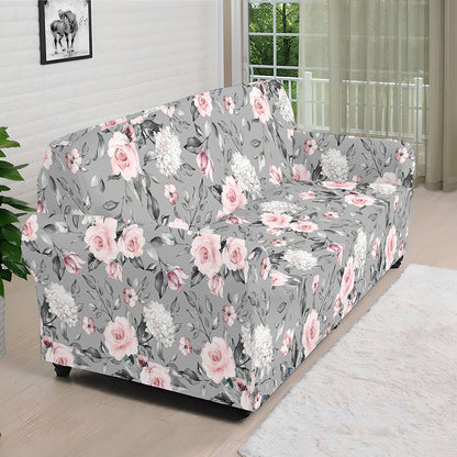Monochrome Spring Floral Print Sofa Cover