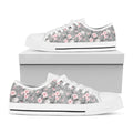 Monochrome Spring Floral Print White Low Top Sneakers
