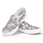 Monochrome Spring Floral Print White Slip On Shoes