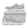 Monochrome Spring Floral Print White Running Shoes