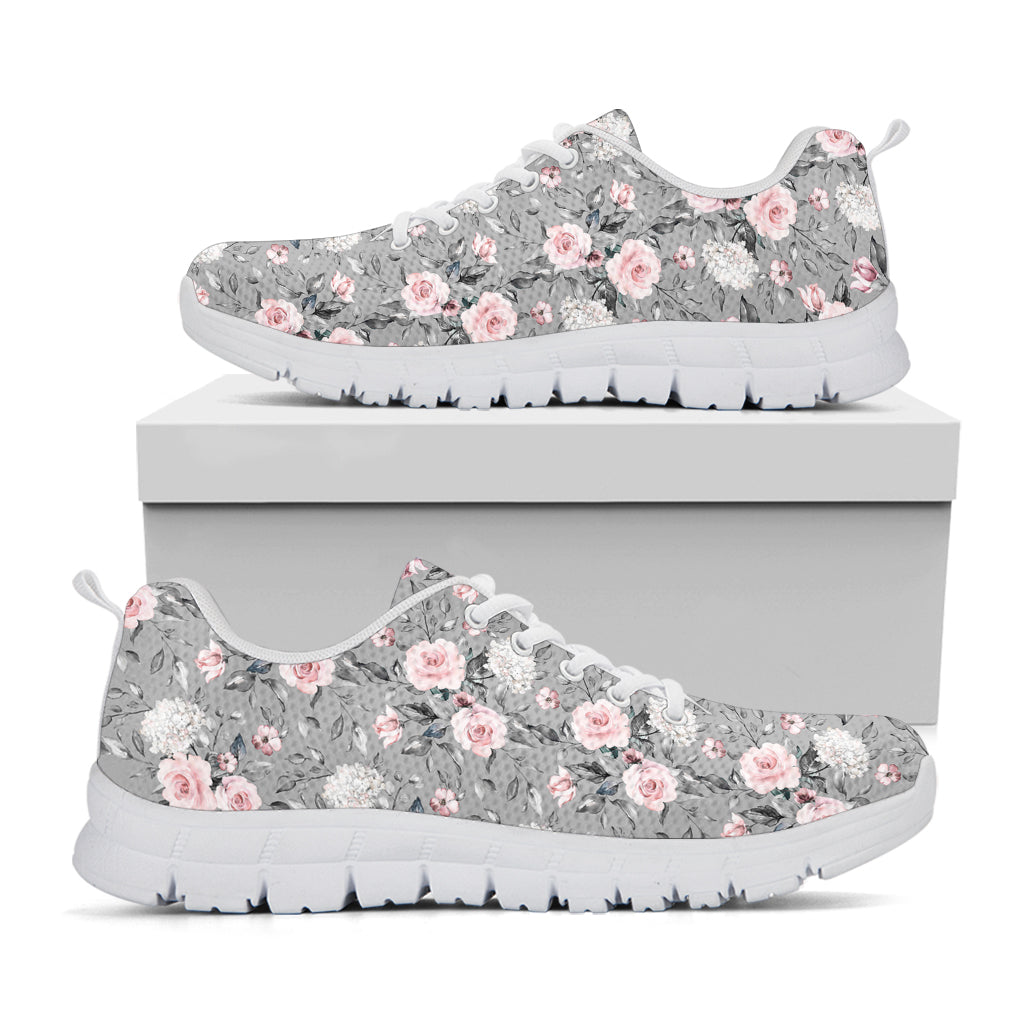 Monochrome Spring Floral Print White Sneakers