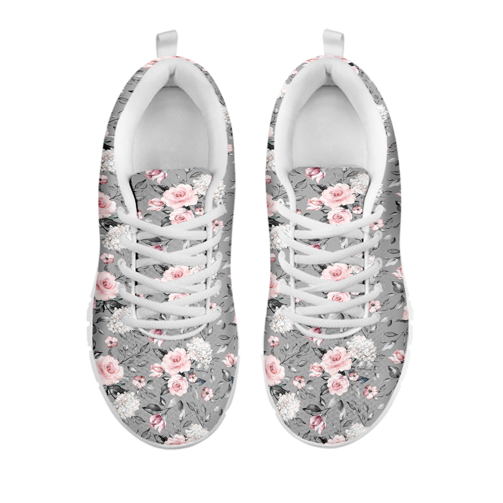 Monochrome Spring Floral Print White Sneakers
