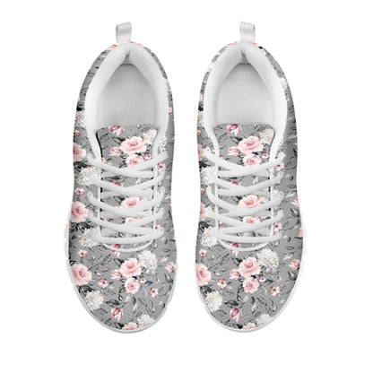 Monochrome Spring Floral Print White Sneakers