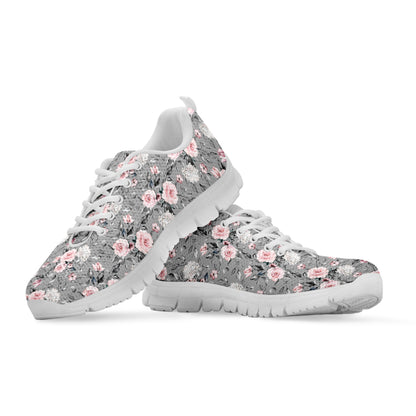 Monochrome Spring Floral Print White Sneakers