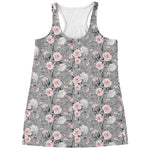 Monochrome Spring Floral Print Women's Racerback Tank Top
