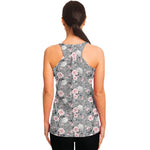 Monochrome Spring Floral Print Women's Racerback Tank Top