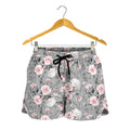 Monochrome Spring Floral Print Women's Shorts