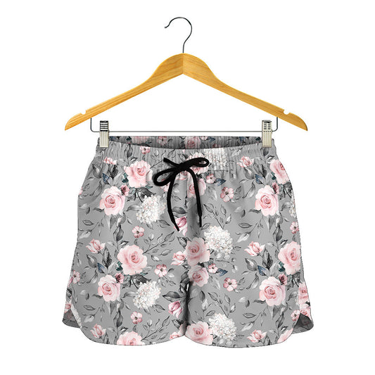 Monochrome Spring Floral Print Women's Shorts