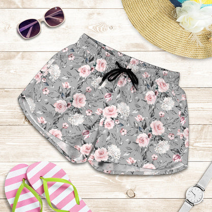 Monochrome Spring Floral Print Women's Shorts
