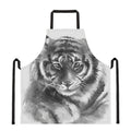 Monochrome Watercolor White Tiger Print Apron