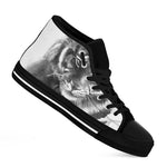 Monochrome Watercolor White Tiger Print Black High Top Shoes