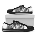 Monochrome Watercolor White Tiger Print Black Low Top Sneakers