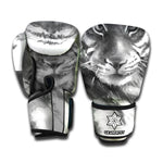 Monochrome Watercolor White Tiger Print Boxing Gloves