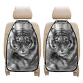 Monochrome Watercolor White Tiger Print Car Seat Organizers