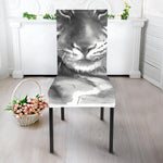 Monochrome Watercolor White Tiger Print Dining Chair Slipcover