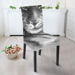 Monochrome Watercolor White Tiger Print Dining Chair Slipcover